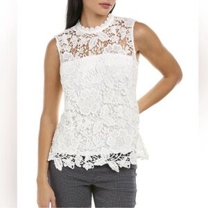 NWT Nanette Lepore Beautiful Floral Lace Scalloped Lined Top Color:Cannoli Cream